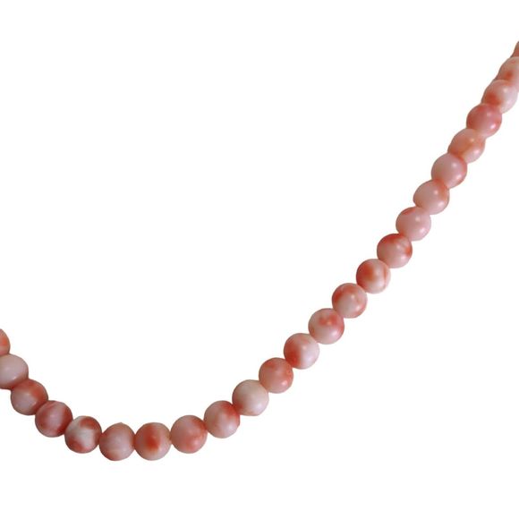 Vintage Angel Skin Coral Necklace 16in Earrings Beaded Strand Clip On Studs - Picture 3 of 16